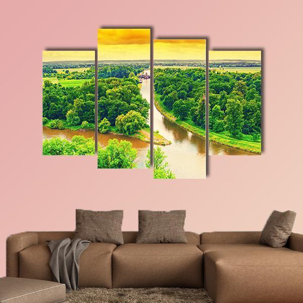 Merge Of Two Rivers Canvas Wall Art-4 Pop-Gallery Wrap-50" x 32"-Tiaracle