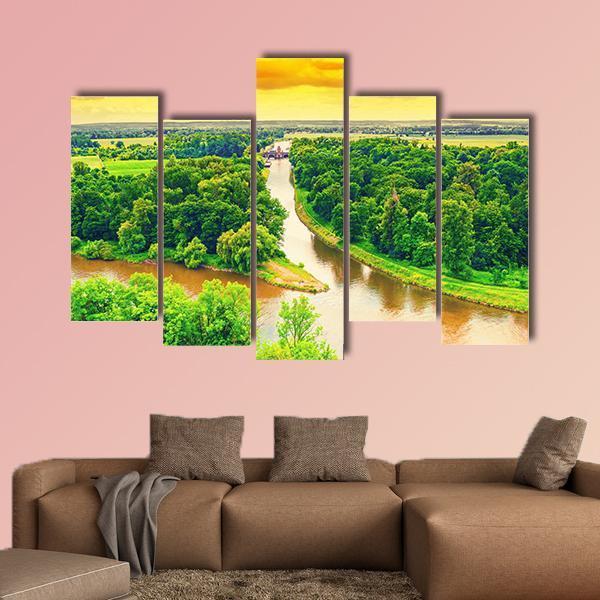 Merge Of Two Rivers Canvas Wall Art-5 Pop-Gallery Wrap-47" x 32"-Tiaracle