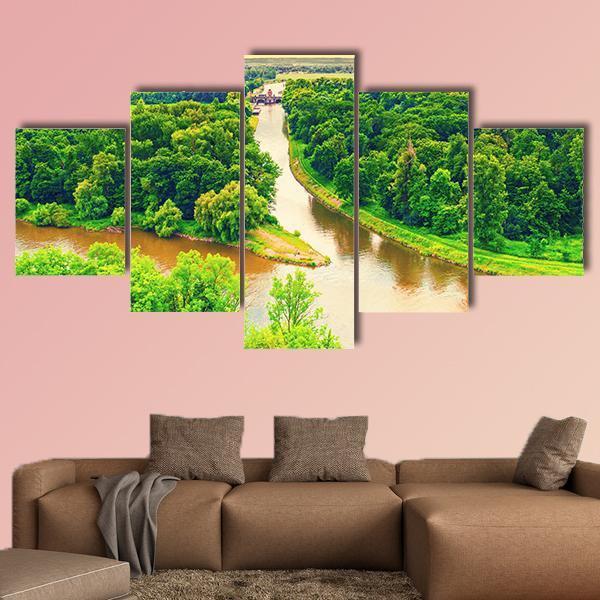 Merge Of Two Rivers Canvas Wall Art-5 Star-Gallery Wrap-62" x 32"-Tiaracle