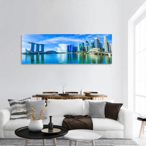 Financial District Buildings Singapore Panoramic Canvas Wall Art-1 Piece-36" x 12"-Tiaracle