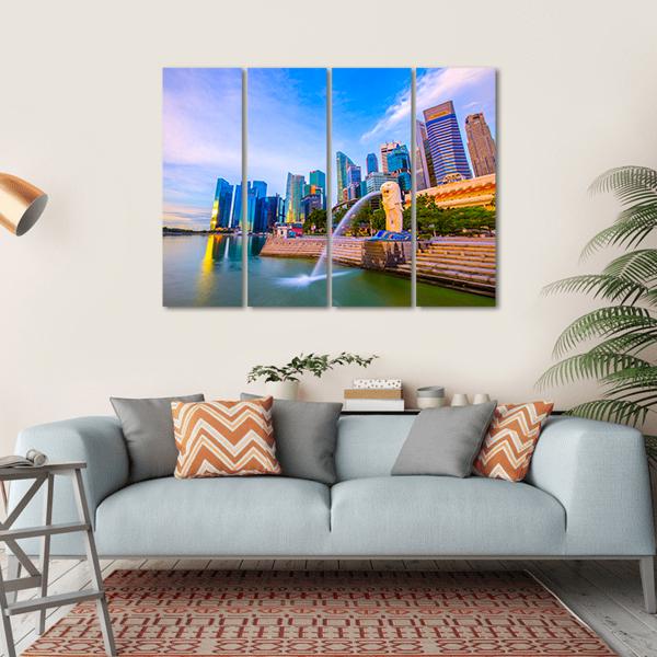 Merlion Park Singapore Canvas Wall Art-4 Horizontal-Gallery Wrap-34" x 24"-Tiaracle