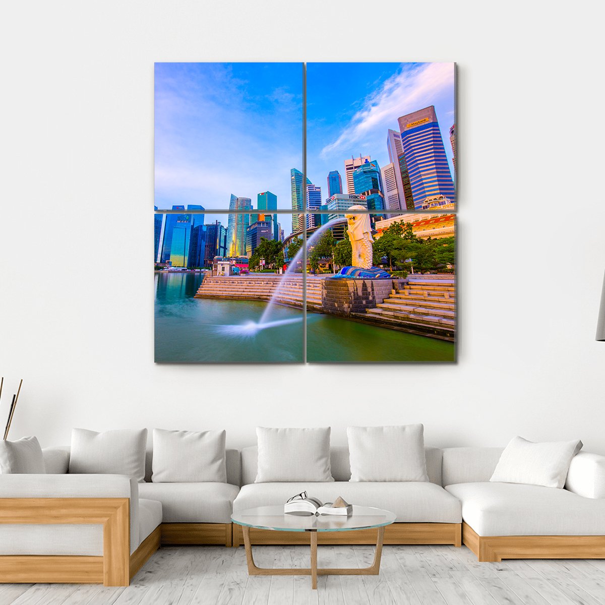 Merlion Park Singapore Canvas Wall Art-4 Square-Gallery Wrap-17" x 17"-Tiaracle