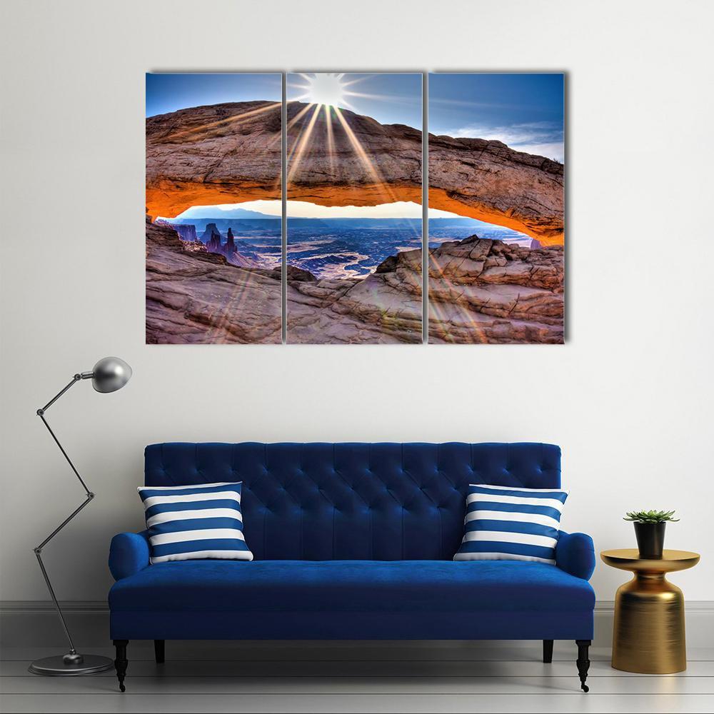 Mesa Arch At Sunrise Canvas Wall Art-3 Horizontal-Gallery Wrap-37" x 24"-Tiaracle