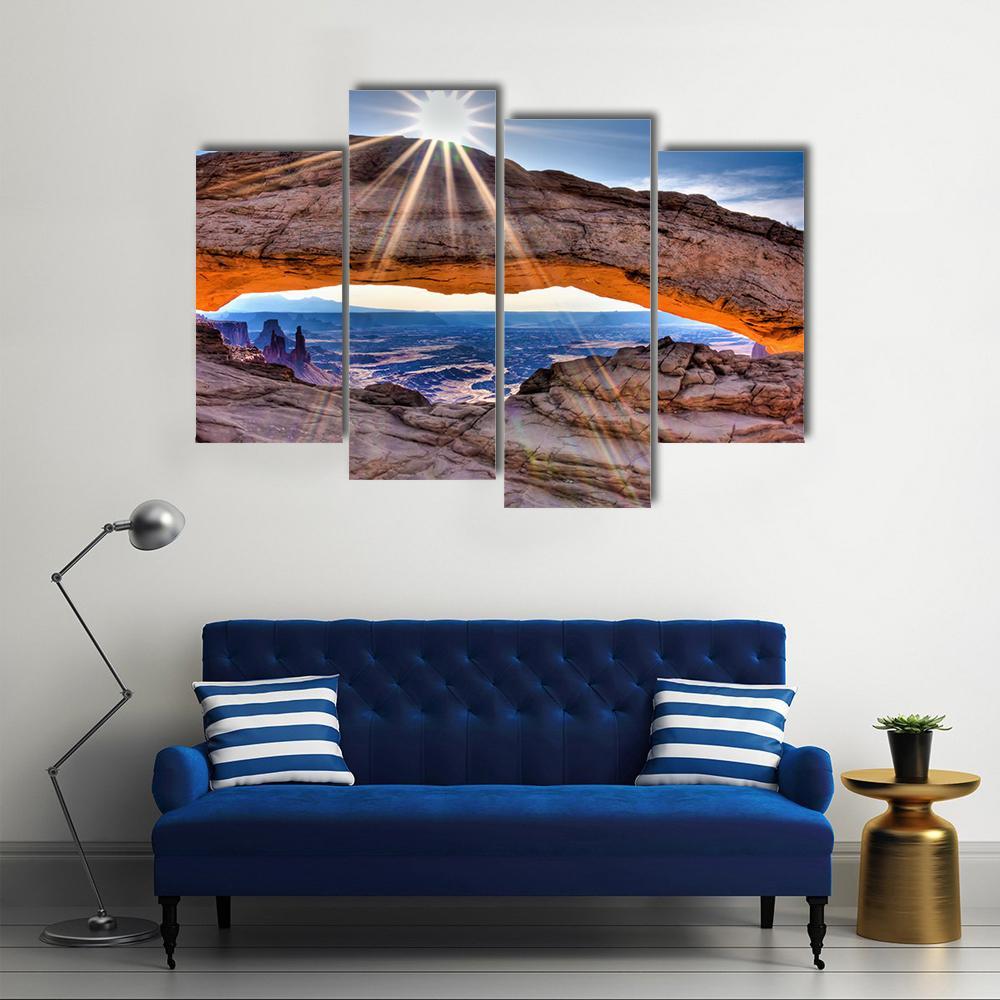 Mesa Arch At Sunrise Canvas Wall Art-4 Pop-Gallery Wrap-50" x 32"-Tiaracle