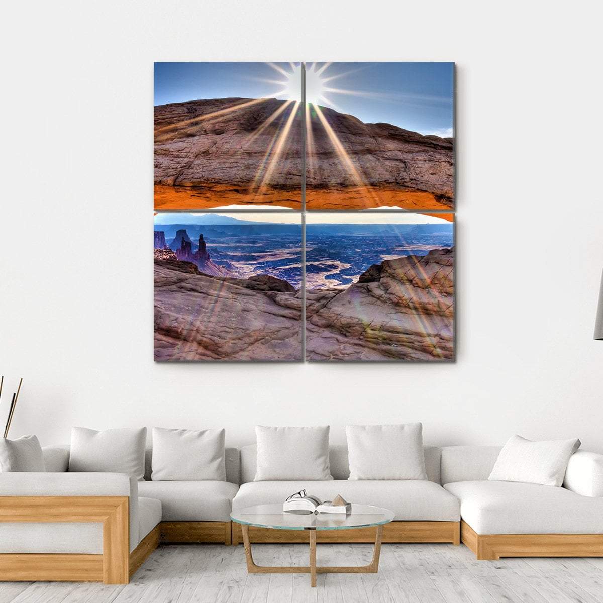 Mesa Arch At Sunrise Canvas Wall Art-4 Square-Gallery Wrap-17" x 17"-Tiaracle