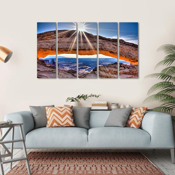 Mesa Arch At Sunrise Canvas Wall Art-5 Horizontal-Gallery Wrap-22" x 12"-Tiaracle