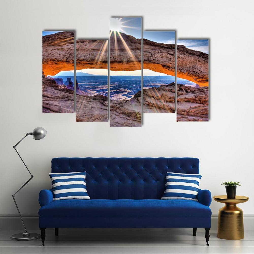 Mesa Arch At Sunrise Canvas Wall Art-5 Pop-Gallery Wrap-47" x 32"-Tiaracle