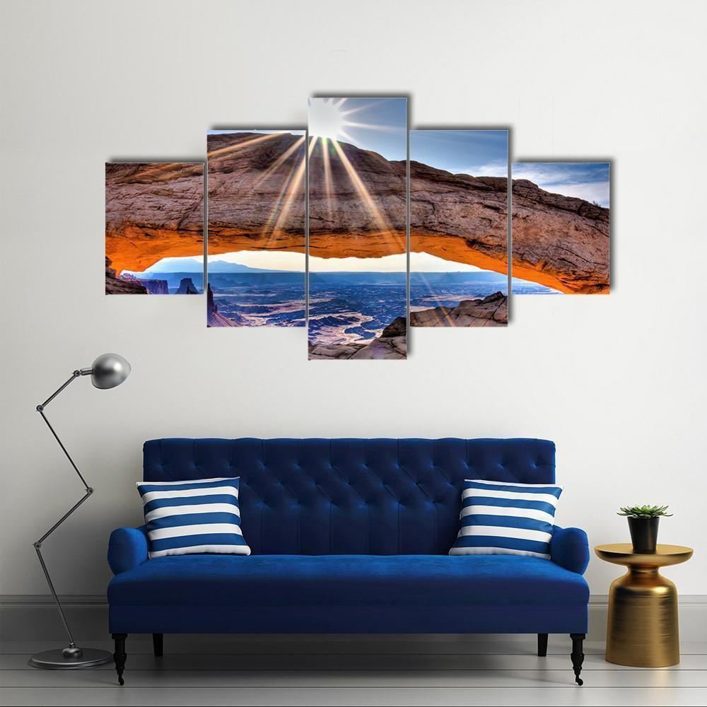 Mesa Arch At Sunrise Canvas Wall Art-5 Star-Gallery Wrap-62" x 32"-Tiaracle