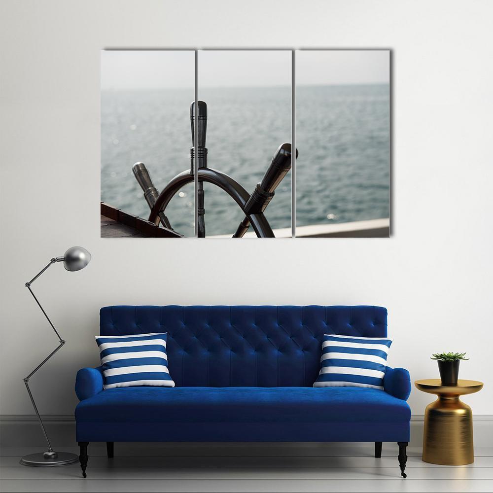 Boat Steering Wheel Canvas Wall Art-3 Horizontal-Gallery Wrap-37" x 24"-Tiaracle