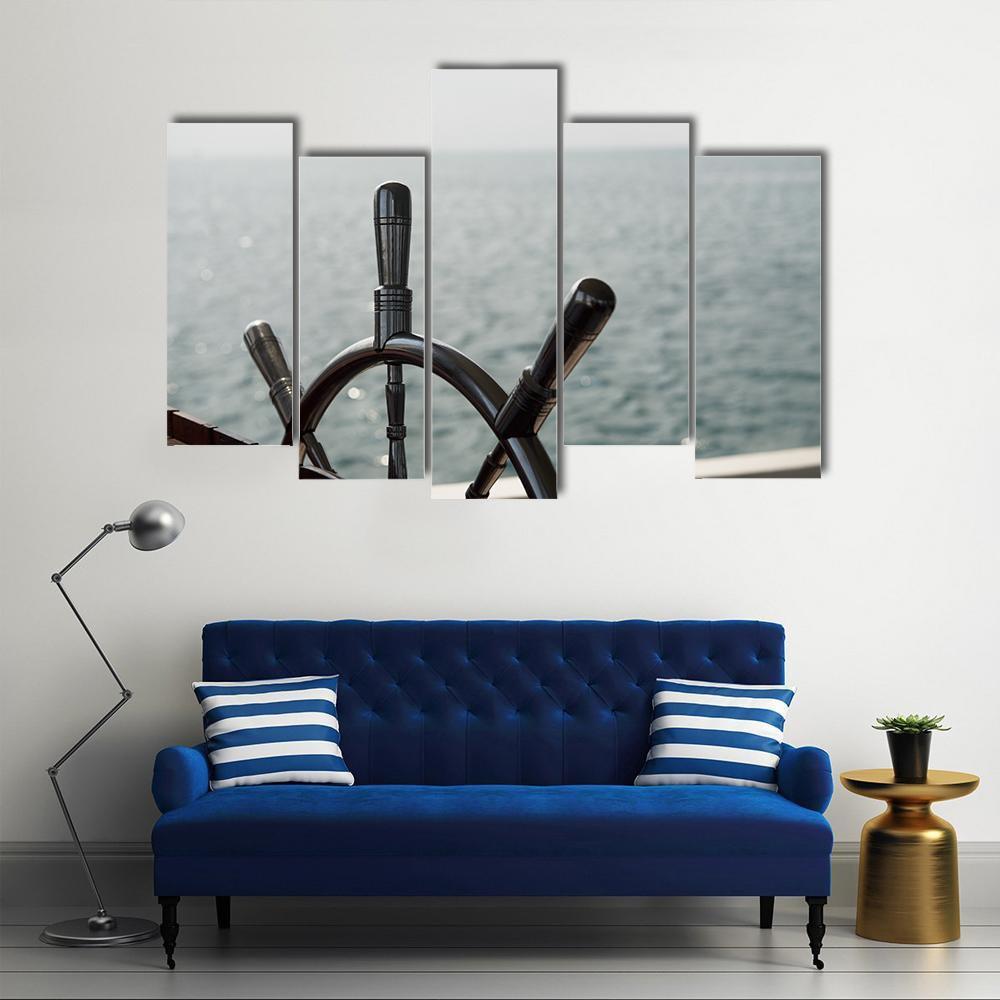 Boat Steering Wheel Canvas Wall Art-5 Pop-Gallery Wrap-47" x 32"-Tiaracle