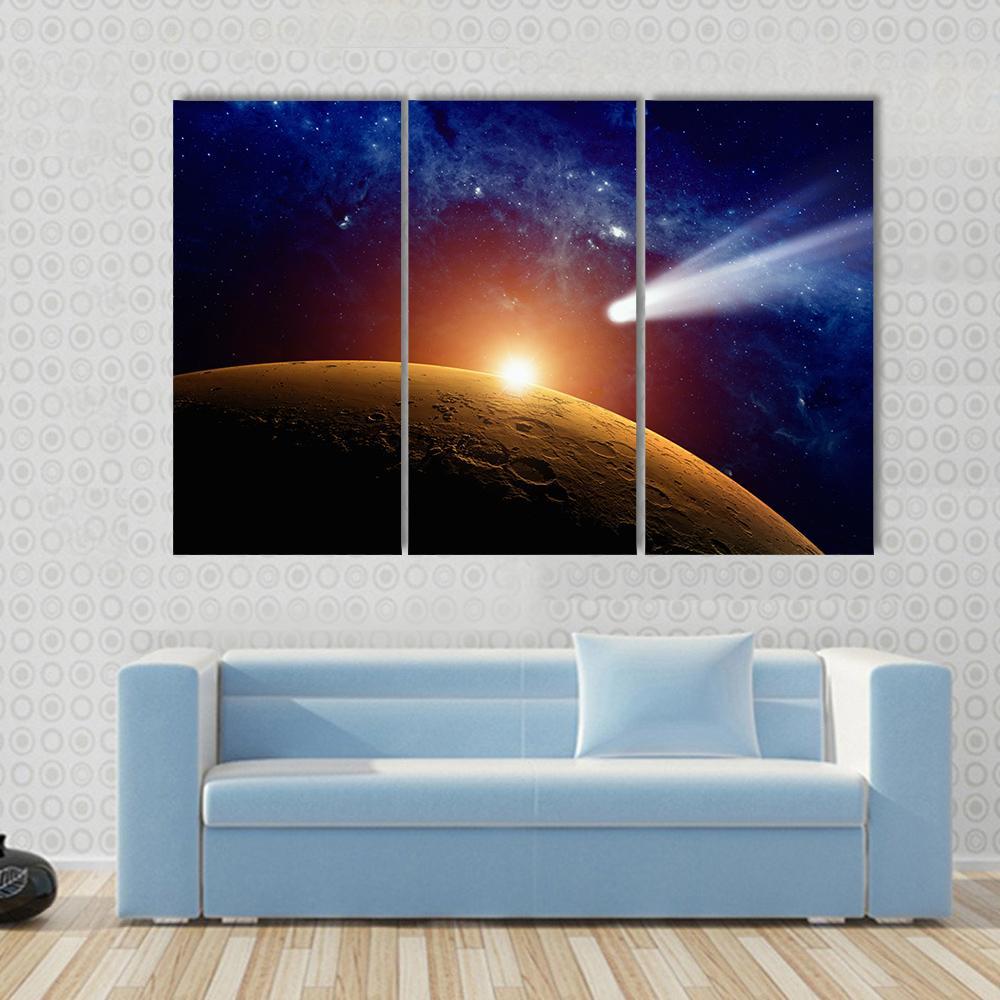 Comet Approaching Mars Canvas Wall Art-3 Horizontal-Gallery Wrap-37" x 24"-Tiaracle