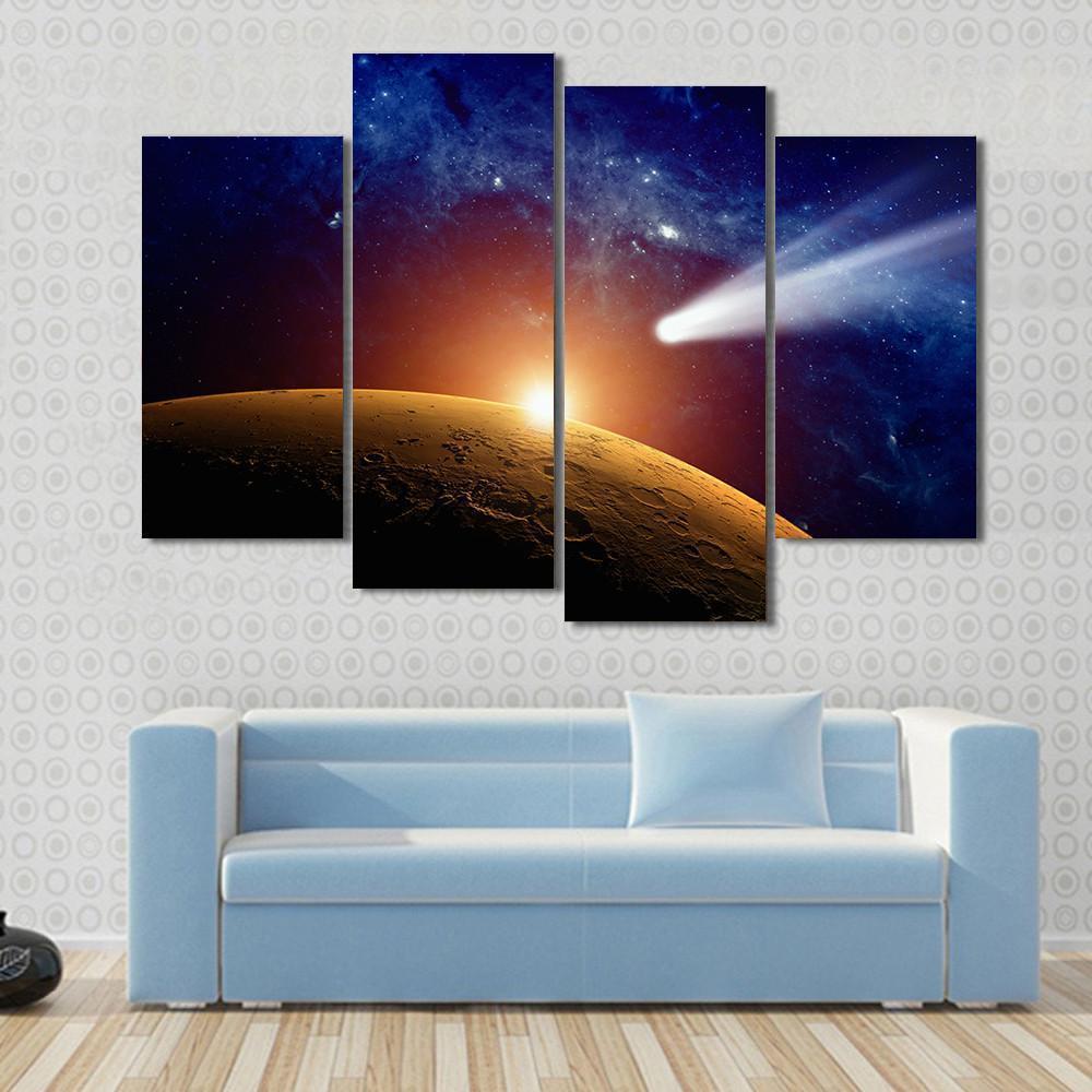 Comet Approaching Mars Canvas Wall Art-4 Pop-Gallery Wrap-50" x 32"-Tiaracle
