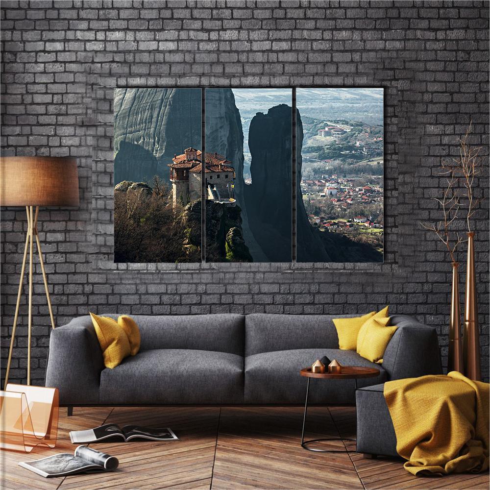 House On Mountain Peak Canvas Wall Art-3 Horizontal-Gallery Wrap-37" x 24"-Tiaracle