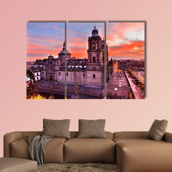 Metropolitan Cathedral Mexico Canvas Wall Art-3 Horizontal-Gallery Wrap-25" x 16"-Tiaracle
