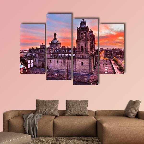 Metropolitan Cathedral Mexico Canvas Wall Art-4 Pop-Gallery Wrap-50" x 32"-Tiaracle