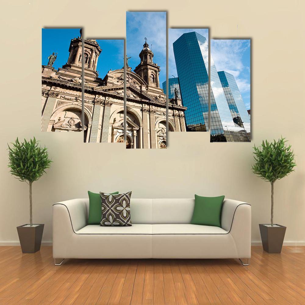 Metropolitan Cathedral In Mexico Canvas Wall Art-5 Pop-Gallery Wrap-47" x 32"-Tiaracle