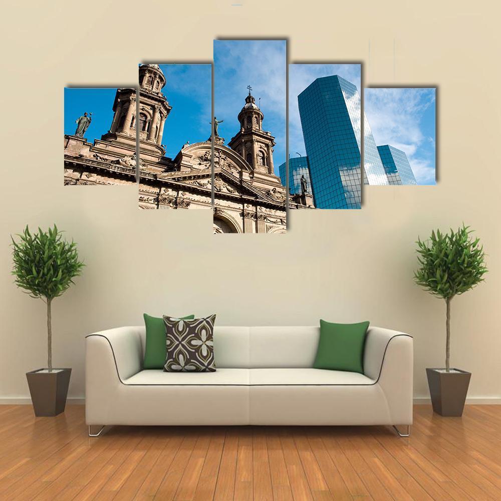 Metropolitan Cathedral In Mexico Canvas Wall Art-5 Star-Gallery Wrap-62" x 32"-Tiaracle