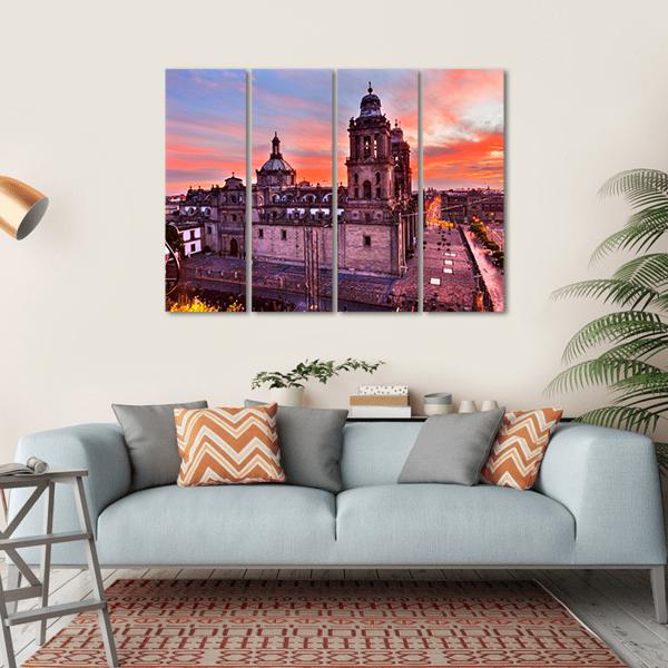 Metropolitan Cathedral Mexico Canvas Wall Art-4 Horizontal-Gallery Wrap-34" x 24"-Tiaracle