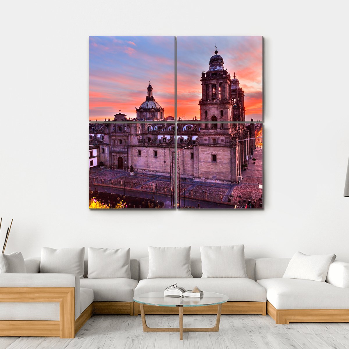 Metropolitan Cathedral Mexico Canvas Wall Art-4 Square-Gallery Wrap-17" x 17"-Tiaracle