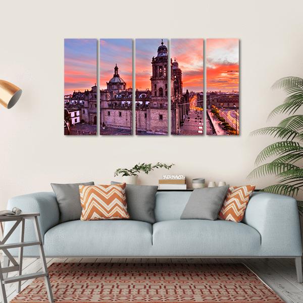 Metropolitan Cathedral Mexico Canvas Wall Art-5 Horizontal-Gallery Wrap-22" x 12"-Tiaracle