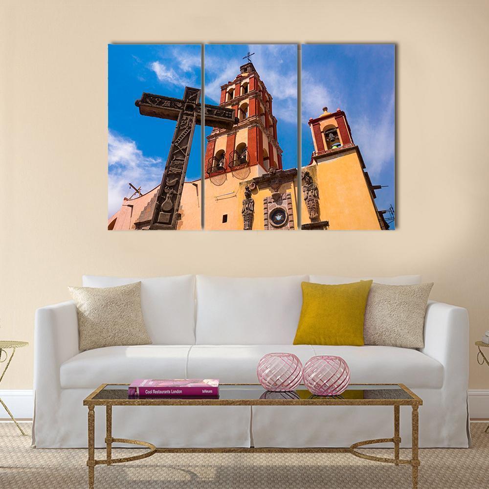 Colonial Traditional Church Canvas Wall Art-3 Horizontal-Gallery Wrap-37" x 24"-Tiaracle