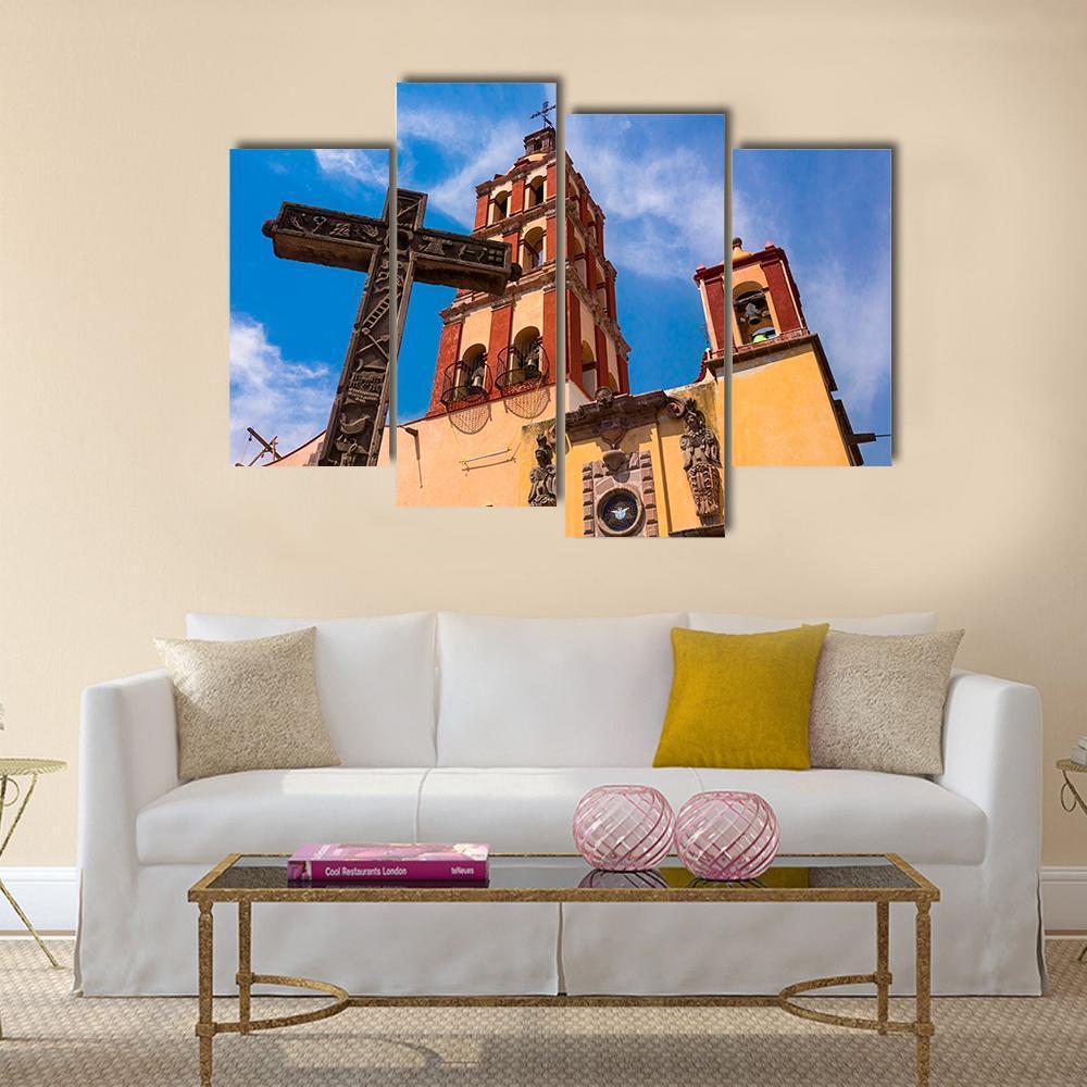 Colonial Traditional Church Canvas Wall Art-4 Pop-Gallery Wrap-50" x 32"-Tiaracle