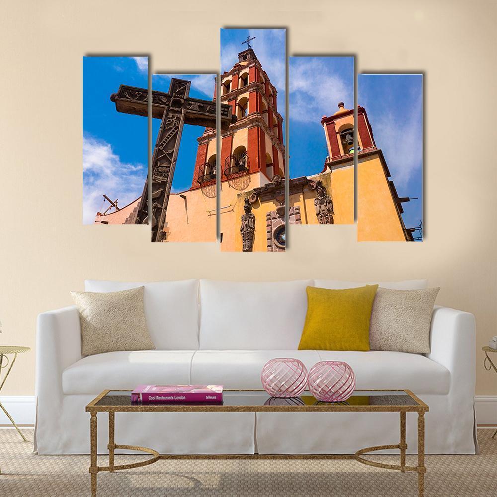 Colonial Traditional Church Canvas Wall Art-5 Pop-Gallery Wrap-47" x 32"-Tiaracle