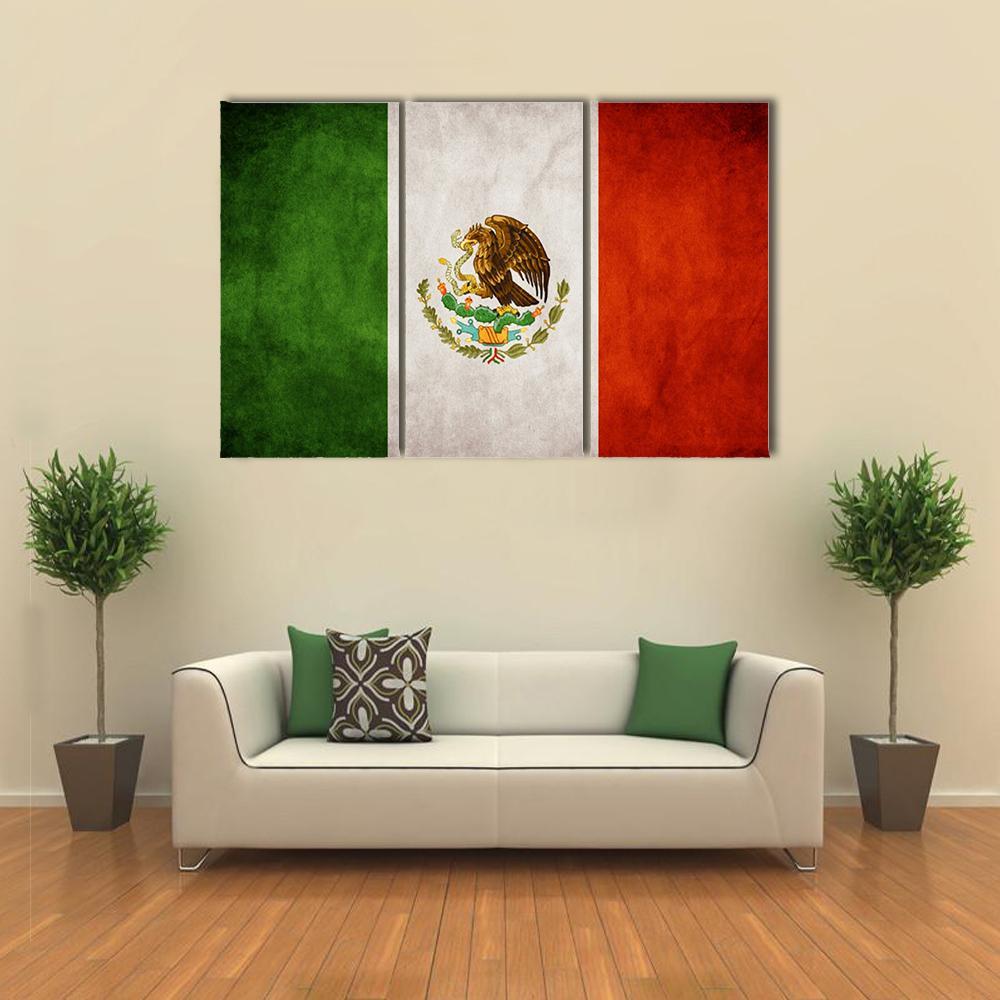Mexican Flag Canvas Wall Art-3 Horizontal-Gallery Wrap-37" x 24"-Tiaracle