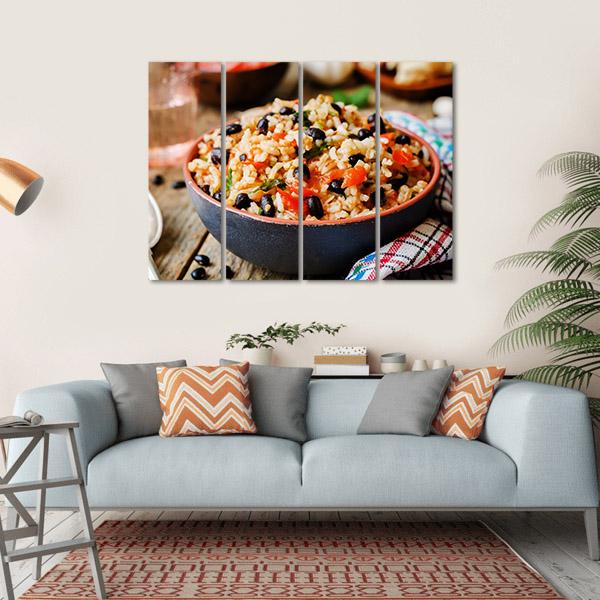 Mexican Tomato Black Beans Rice Canvas Wall Art-4 Horizontal-Gallery Wrap-34" x 24"-Tiaracle