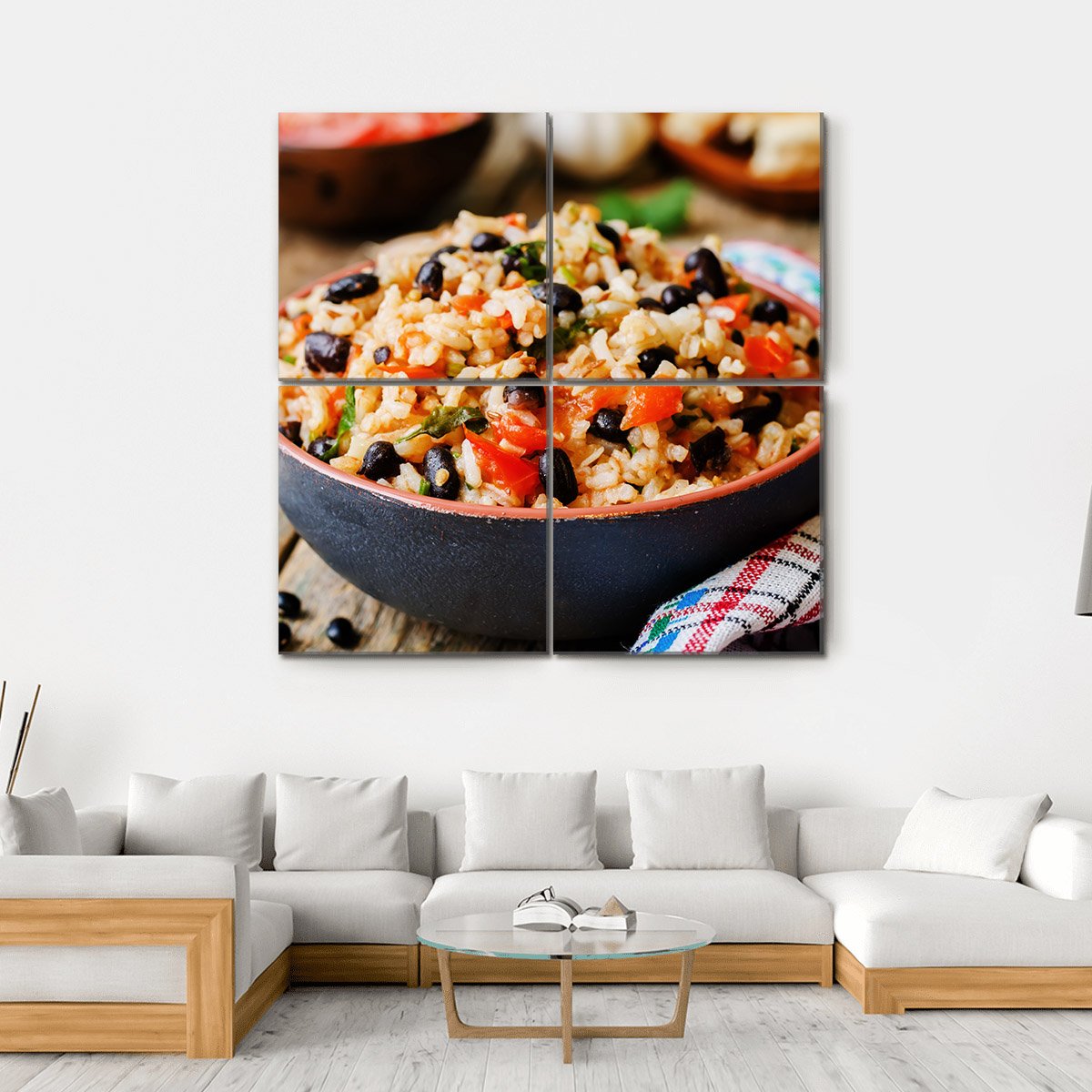 Mexican Tomato Black Beans Rice Canvas Wall Art-4 Square-Gallery Wrap-17" x 17"-Tiaracle