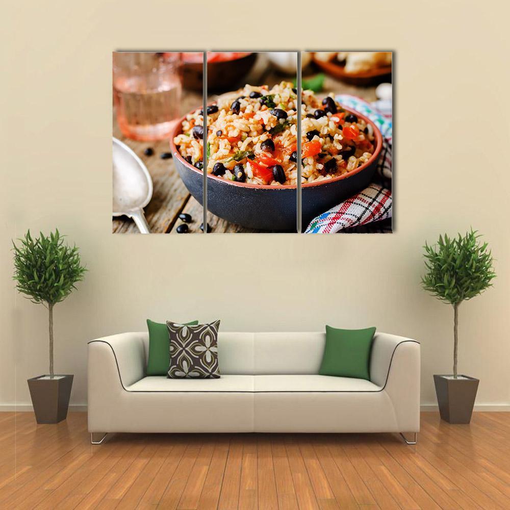 Mexican Tomato Black Beans Rice Canvas Wall Art-3 Horizontal-Gallery Wrap-37&quot; x 24&quot;-Tiaracle