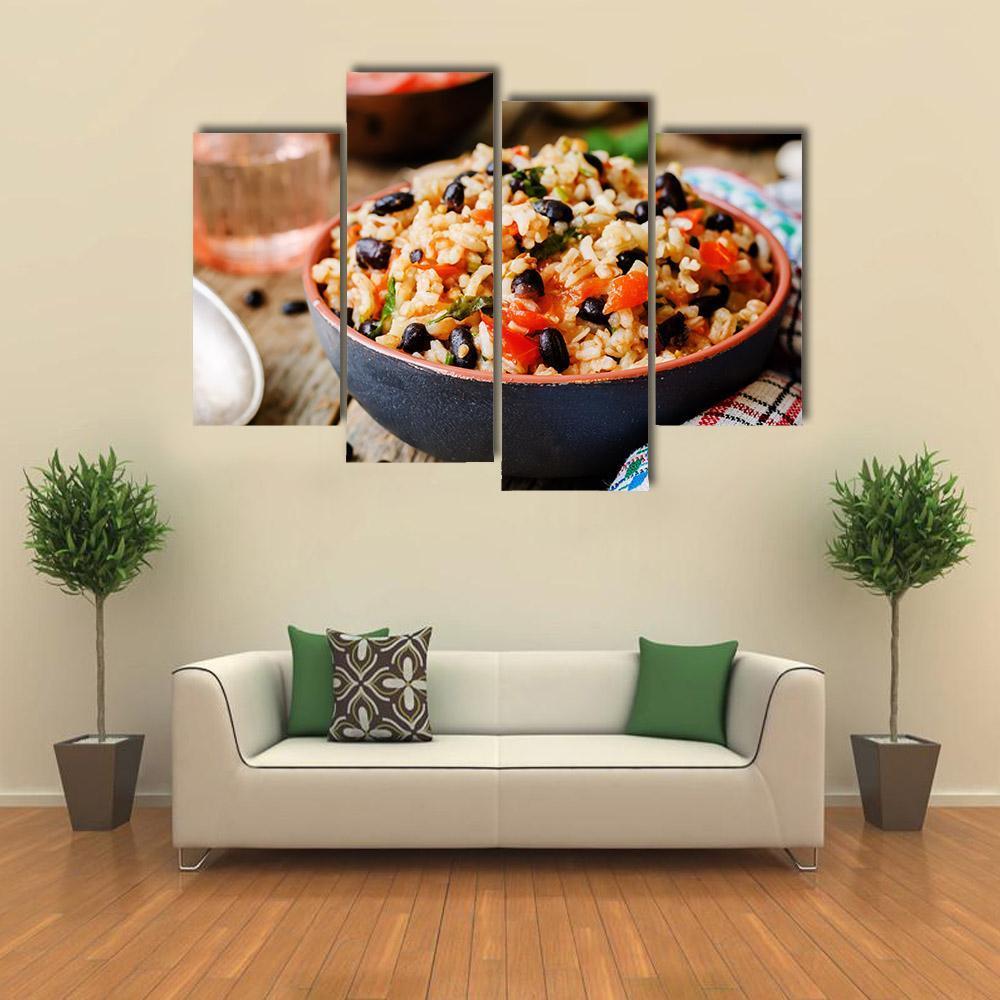 Mexican Tomato Black Beans Rice Canvas Wall Art-4 Pop-Gallery Wrap-50&quot; x 32&quot;-Tiaracle