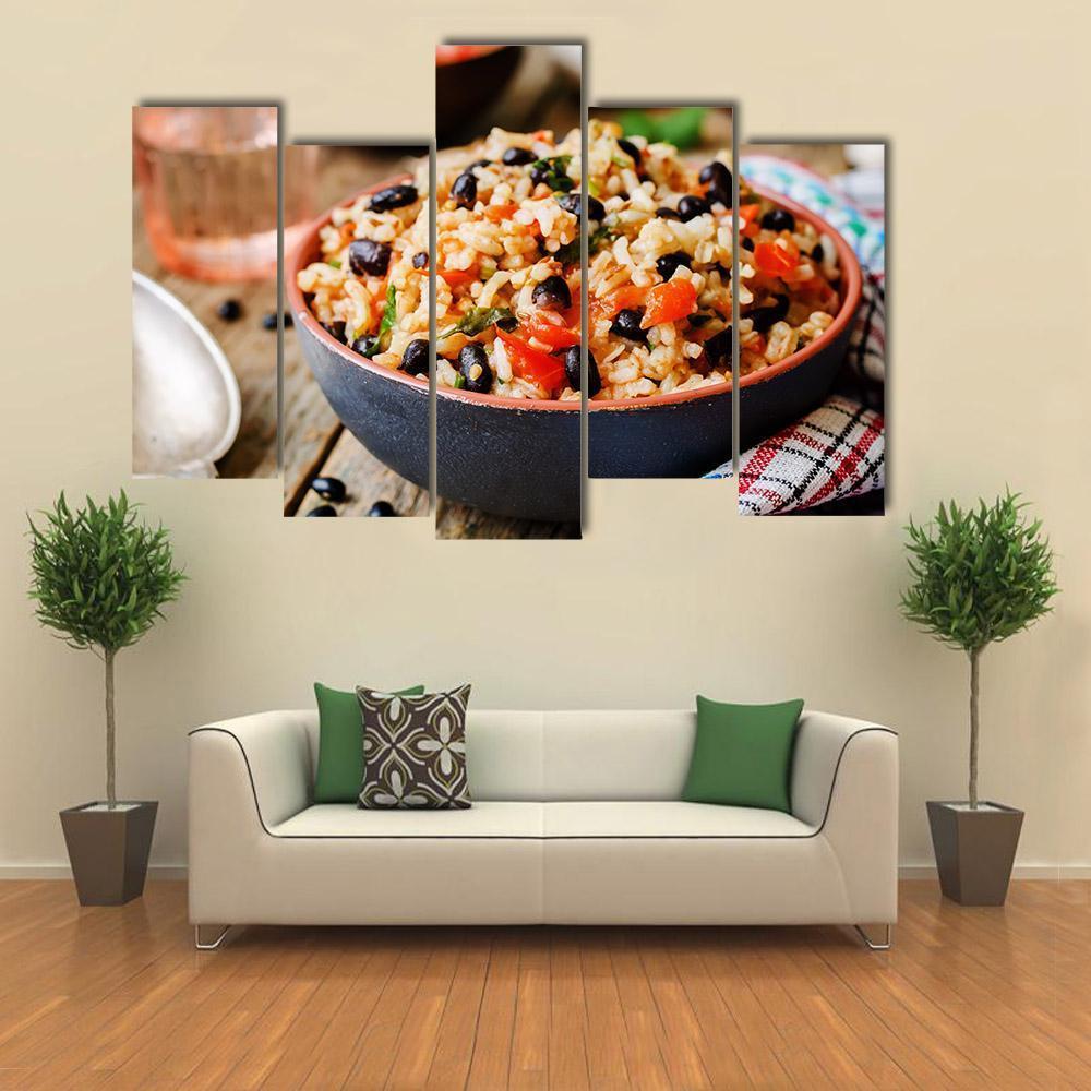 Mexican Tomato Black Beans Rice Canvas Wall Art-5 Pop-Gallery Wrap-47&quot; x 32&quot;-Tiaracle