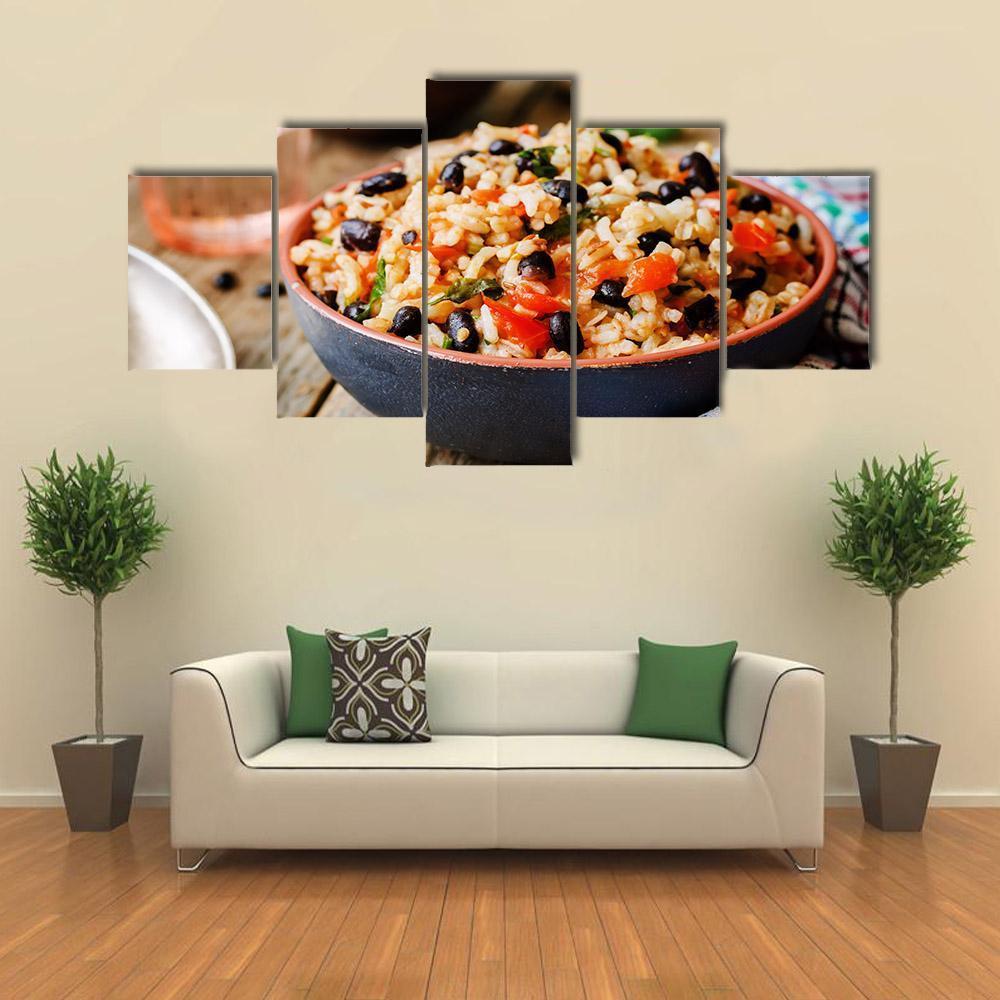 Mexican Tomato Black Beans Rice Canvas Wall Art-1 Piece-Gallery Wrap-48" x 32"-Tiaracle