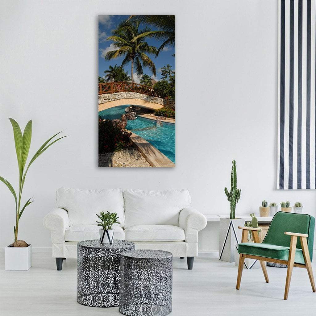 Mexico Cancun Pool Vertical Canvas Wall Art-3 Vertical-Gallery Wrap-12" x 25"-Tiaracle
