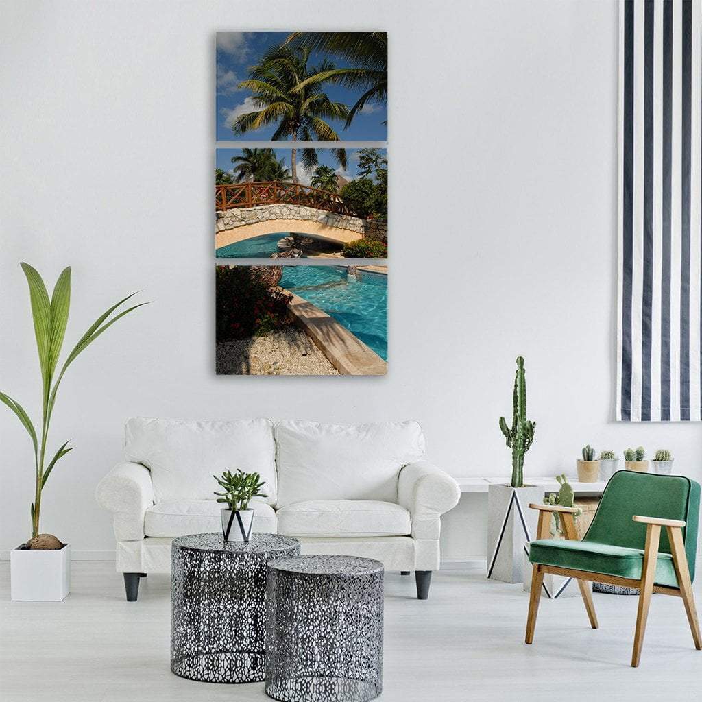 Mexico Cancun Pool Vertical Canvas Wall Art-3 Vertical-Gallery Wrap-12" x 25"-Tiaracle