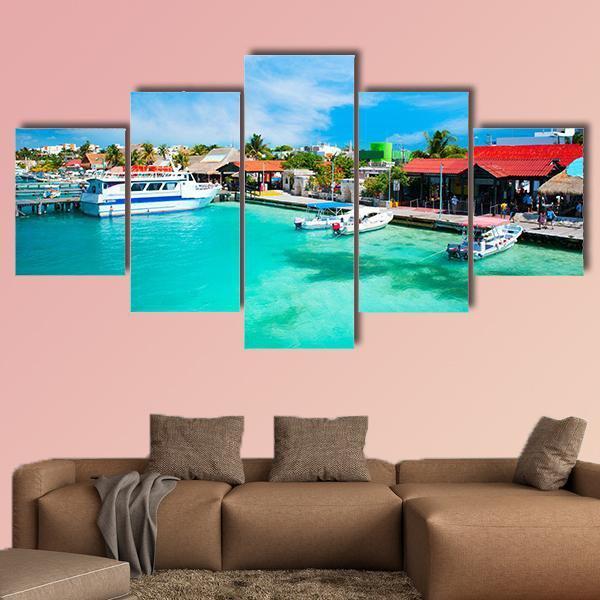 Mexico Isla Mujeres Canvas Wall Art-5 Star-Gallery Wrap-62&quot; x 32&quot;-Tiaracle