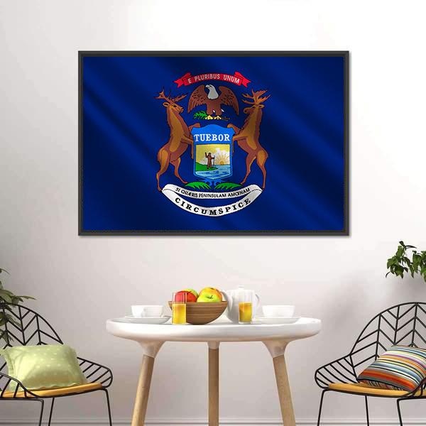 Michigan Flag Canvas Wall Art-3 Horizontal-Gallery Wrap-25" x 16"-Tiaracle