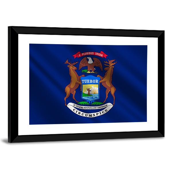 Michigan Flag Canvas Wall Art-3 Horizontal-Gallery Wrap-25" x 16"-Tiaracle