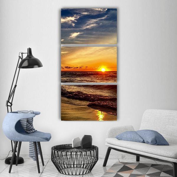 Michigan Beach At Sunset Vertical Canvas Wall Art-3 Vertical-Gallery Wrap-12&quot; x 25&quot;-Tiaracle