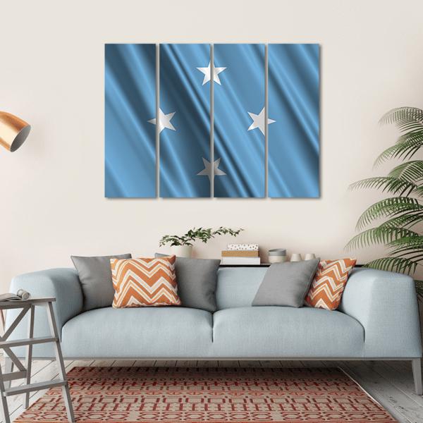 Micronesia Flag Canvas Wall Art-4 Horizontal-Gallery Wrap-34" x 24"-Tiaracle