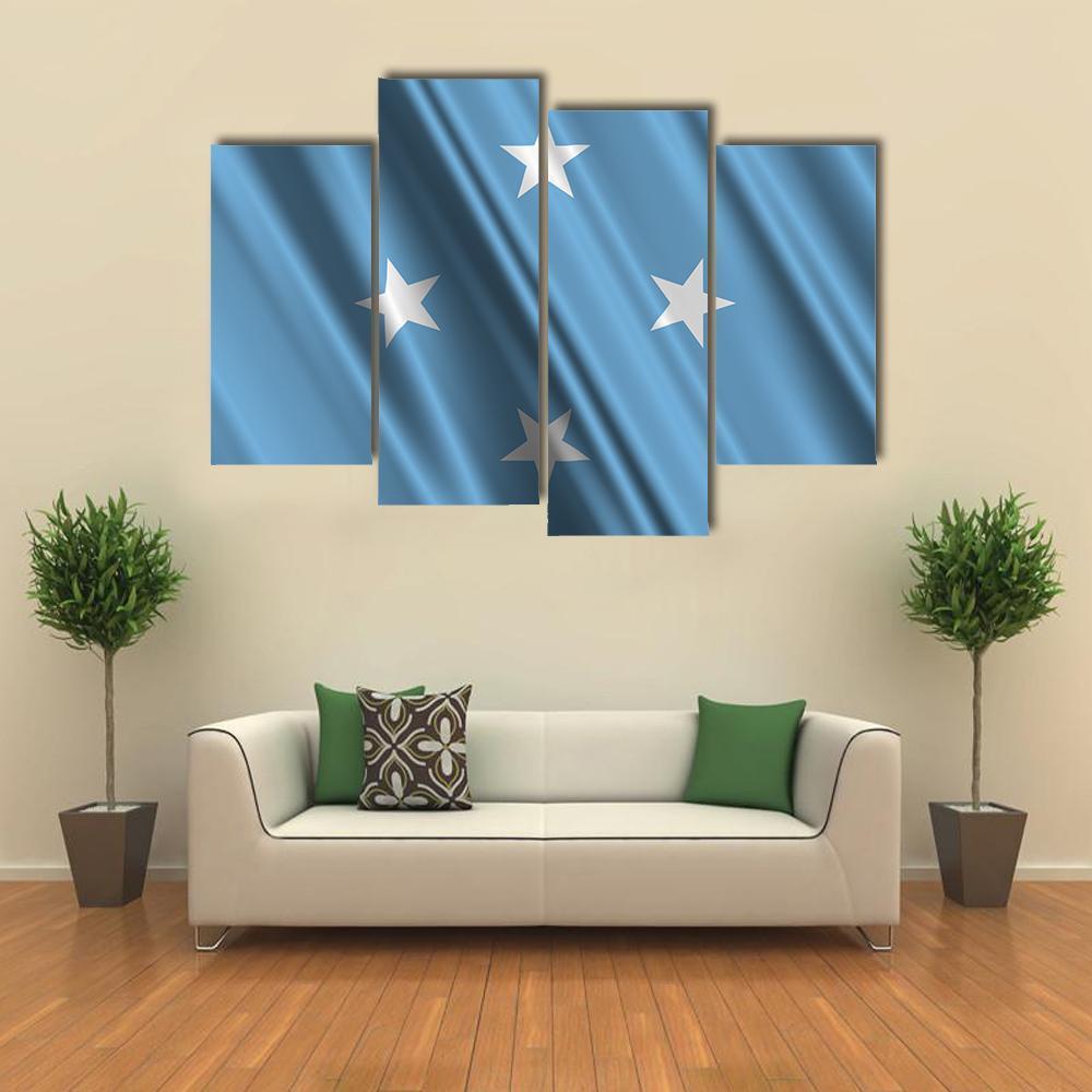 Micronesia Flag Canvas Wall Art-1 Piece-Gallery Wrap-48" x 32"-Tiaracle