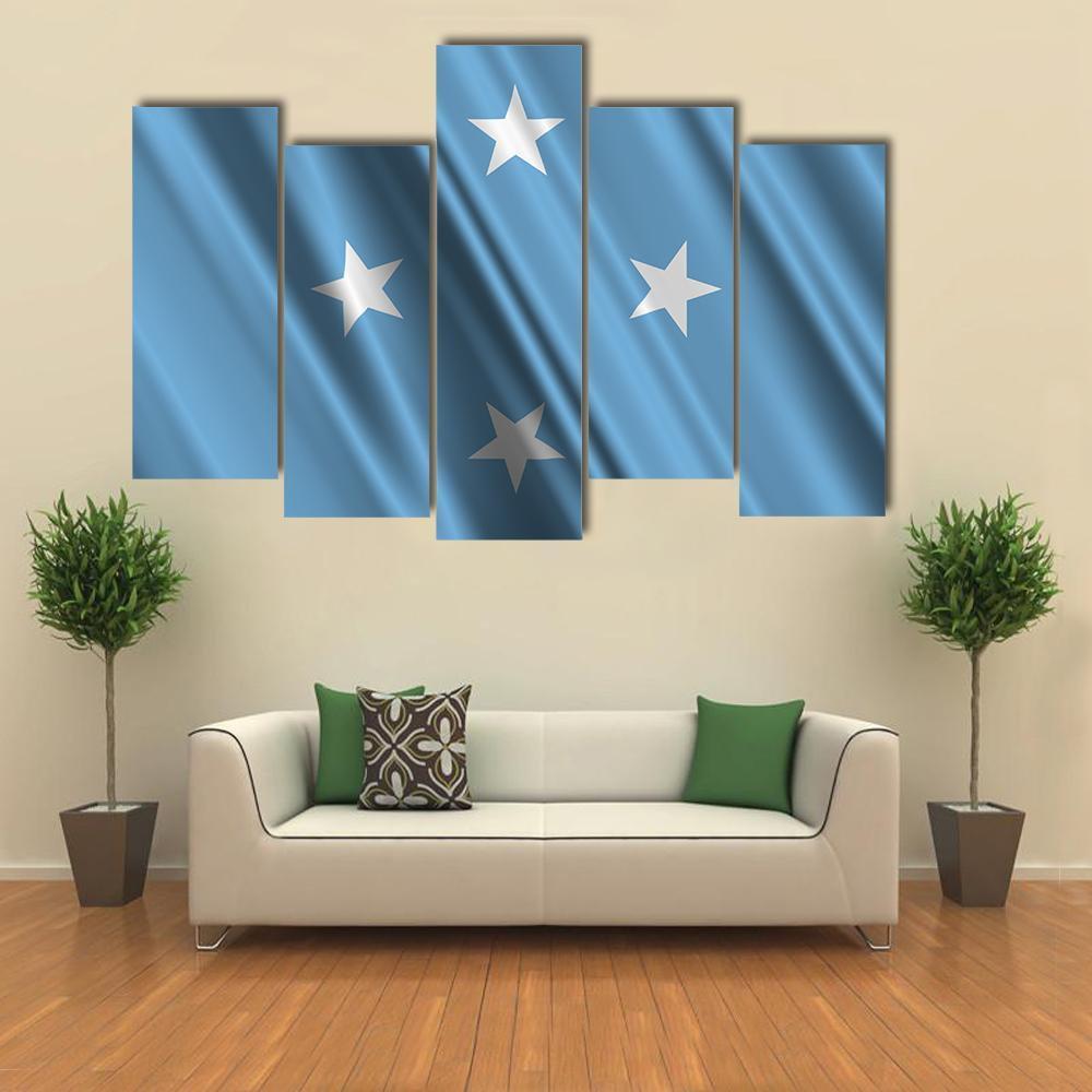 Micronesia Flag Canvas Wall Art-5 Pop-Gallery Wrap-47" x 32"-Tiaracle