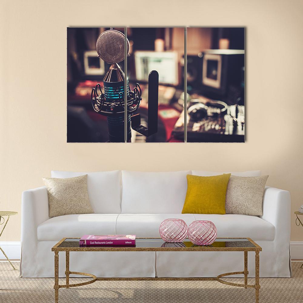 HD Microphone Canvas Wall Art-3 Horizontal-Gallery Wrap-37" x 24"-Tiaracle