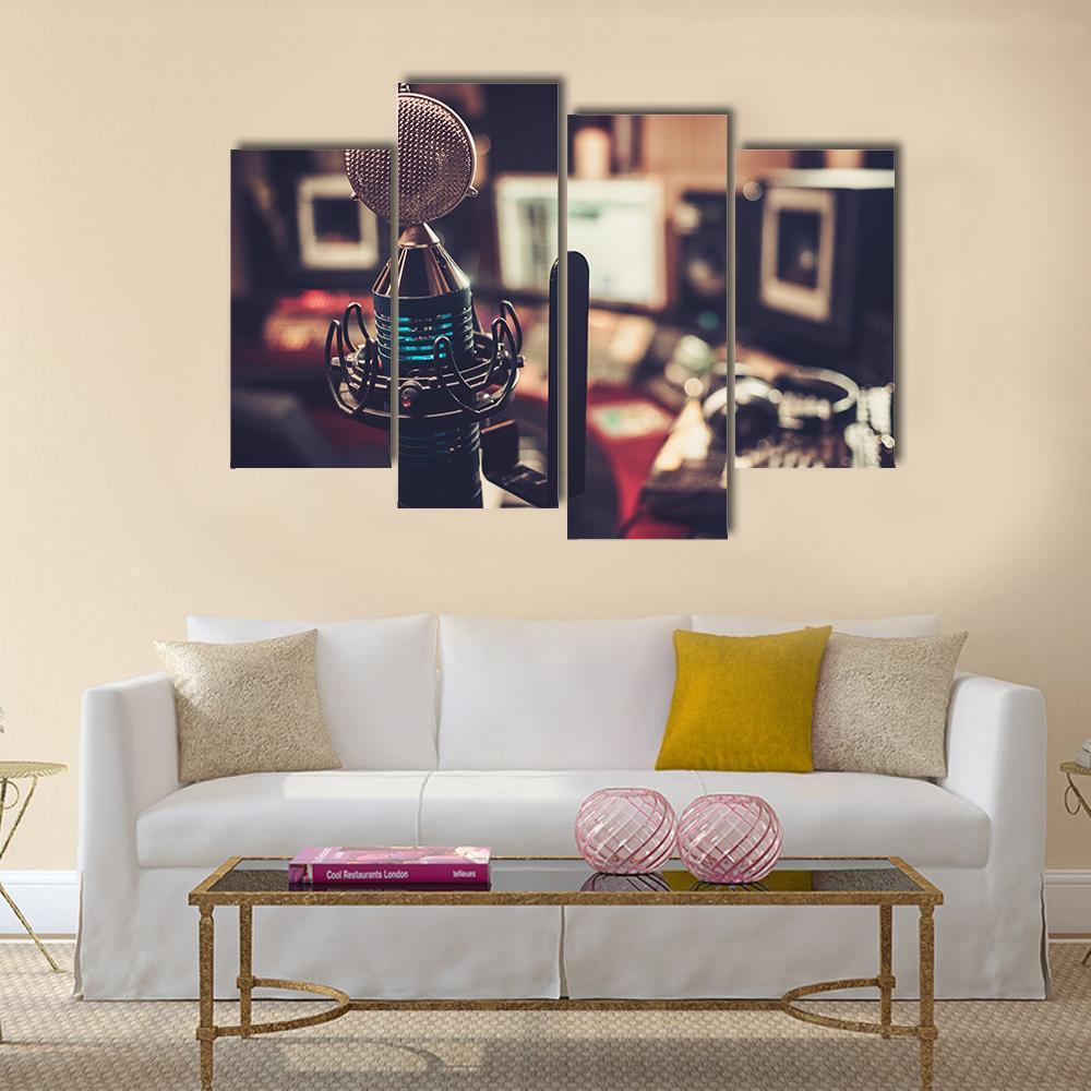 HD Microphone Canvas Wall Art-4 Pop-Gallery Wrap-50" x 32"-Tiaracle