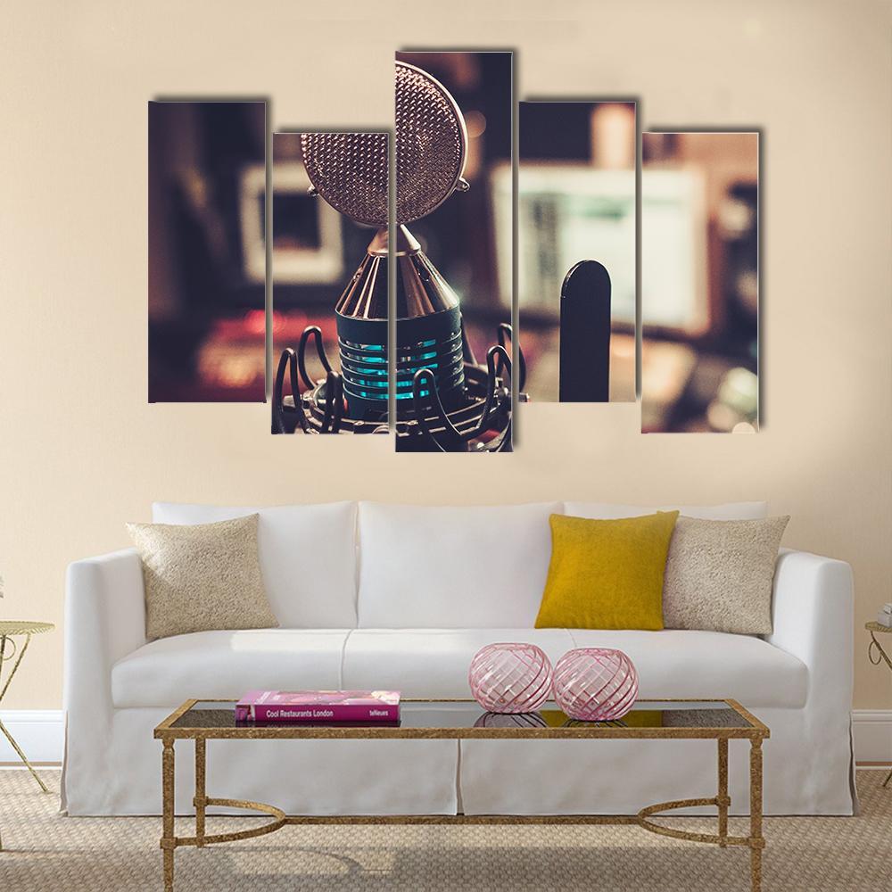 HD Microphone Canvas Wall Art-5 Pop-Gallery Wrap-47" x 32"-Tiaracle