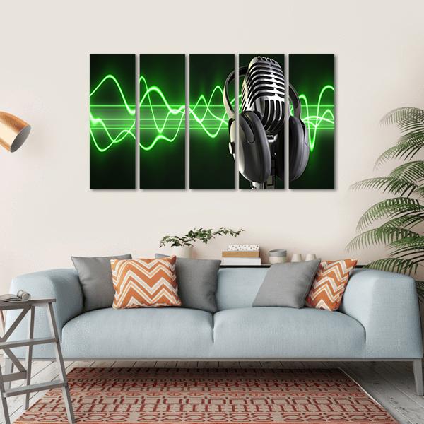 Microphone With Headphones Canvas Wall Art-5 Horizontal-Gallery Wrap-22" x 12"-Tiaracle
