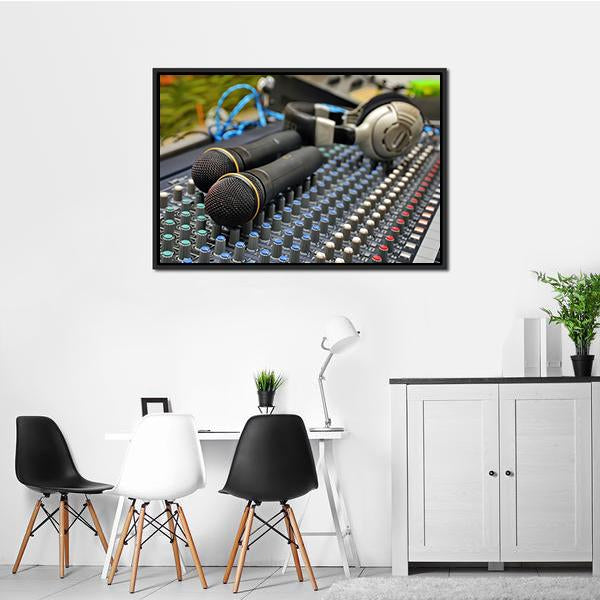Microphones &amp; Sound Mixer Canvas Wall Art-1 Piece-Floating Frame-24" x 16"-Tiaracle