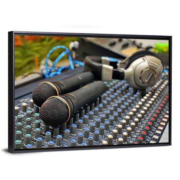 Microphones & Sound Mixer Canvas Wall Art-3 Horizontal-Gallery Wrap-25" x 16"-Tiaracle