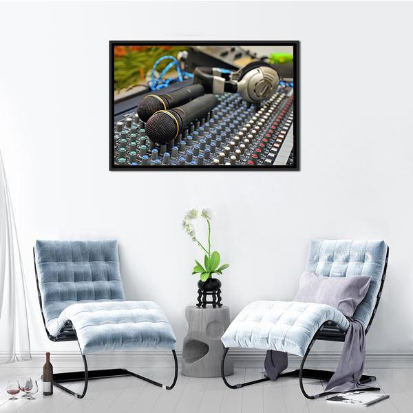 Microphones & Sound Mixer Canvas Wall Art-3 Horizontal-Gallery Wrap-25" x 16"-Tiaracle